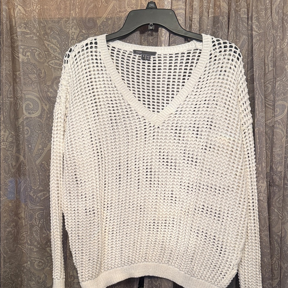 Vince Women's Cream V-Neck Sweater